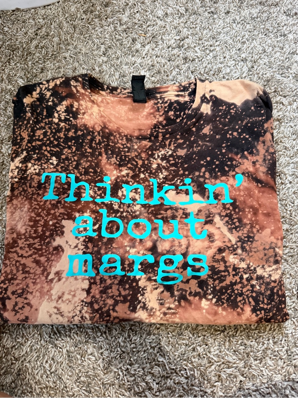 Tie-Dye Graphic Tee with Turquoise Text